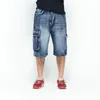 Shorts pour hommes Vente en gros - ABOORUN 2022 Classique Mens Cargo Denim Hip Hop Multi Poches Baggy Jeans Plus Taille P30821