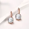 Bella Piercing Dangle Earrings Rose Gold Color Jewelry For Women White Crystals From Austria Fashion Stud Earrings Party Jewelry Accessories