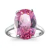 Luckyshine mode ol eld ovala rosa kunzit ringar 925 sterling silver pläterade kvinnor zircon bröllop engagemens smycken ringar