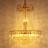 American Crystal Chandeliers Lights Fixture LED Modern Gold Crystal Chandelier Long Droplights Home Indoor Foyer Hotel Club Lobby Hall Lighting