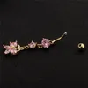 Glänsande guldpläterade kristallmedicinska rostfritt stålfjärilar i bäcken Belly Ring Body Piercing Ring -knapp för flickor Kvinnor BR1313404951