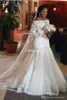 Vintage Sexy Mermaid Wedding Dress Illusion Long Sleeves Fishtail Train Tulle Lace Bridal Gowns Dress Plus Size Party Wear