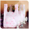 Wholesale- Free shipping size 18*35cm(7"*14") Supermarket Shopping plastic Bag with handle printing Cherry blossom plastic bag 100pcs/lot