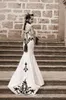 Vintage 2016 Black And White Taffeta Mermaid Wedding Dresses Cheap Gothic Sweetheart Appliques Beaded Long Bridal Gowns Custom Made EN3304