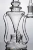 Unique Hourglass Bongs Thick Clear Shisha Glass Bongs with Tornado and Cyclone Recycler Glass Free Shipping