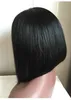 DIVA1鈍いカットボブフルレースの人間の髪のウィッグ10インチバージンブラジル閉鎖ボブスレースフロントウィッグ150％密度