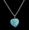 Hot sale Hot new turquoise stone pendants turquoise crystal peach heart natural stone necklace WFN003 (with chain) mix order 20 pieces a lot