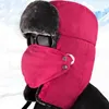 Vintage vinter bomull päls hatt bombplan hattar för män kvinnor håller varma öronflap förtjockar balaclava skalle skidkap med mask unisex trappe311w