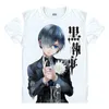 日本のアニメシャツブラックバトラーTシャツマルチスタイルの半袖Ciel Phantomhive Grell Sutcliff Cosplay Kuroshitsji Gift239g