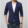 Vente en gros - 2016 Nouveaux Hommes Casual Coréen Blazers Col V Kaki Slim Fit Coton Costume De Mode Veste Blazers Pour Hommes Maillot Homme