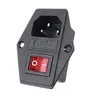 Inlet Module 3 Pin Male Power Connector Socket Plug with Fuse Switches IEC320 C14 Red/ Green for Industrial Controlle