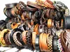 Bracelets en cuir véritable pour hommes, lot de 100 pièces, mélange de styles, fait à la main, manchette en cuir véritable, tribus ethniques, à la mode, marque new234d