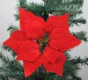 Cheap Fake Artificial Red Poinsettia Flower Silk Velvet Poinsettias Flower Bouquet for Home Party Christmas Decoration