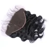 13x6 Kulaktan Kulak Dantel Frontal Kapatma Ağartılmış Knots Doğal Renk 1B Brezilya Vücut Dalgası İnsan Remy Saç Uzantıları238U
