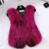 Autumn winter new women's luxury cotton-padded thickening fox raccoon fur sleeveless coat short vest casacos plus size S-3XL