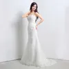 Neue weiße Spitze Meerjungfrau Brautkleider 2022 Schatz Applikationen Party Brautkleider Lager 6-16 QC 331246q