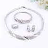 2 kolory Złoto Posrebrzane Kobiety Oświadczenie Naszyjnik Bransoletka Kolczyki Pierścieniowe Dla Party Wedding Jewelry Sets