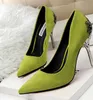 Womens high-heeled Suede Shoes pumps carved metal heel pointed Wedding Shoes 9colors drop lady christmas gift shipping