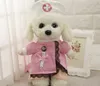 Śmieszne pielęgniarka garnitur pet kostium psa ubrania zwierząt domowych cat płaszcz party odzież dla psów gorący szczeniak pielęgniarka mundurowy + strój kapeluszowy