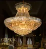 Moderne Kristall-Kronleuchter, Beleuchtungskörper, amerikanischer großer goldener Kristall-Kronleuchter, LED-Lampe, europäisches, luxuriöses Droplight, Heim-Innen-Hotel-Club-Licht, D140 cm, H120 cm