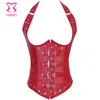 Staal boned underbust corset sexy faux lederen halter tops taille cincher vrouwen trainers gotische corpete e corseles espartilhos