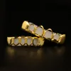 New 18k Real Gold Plated Iced out HipHop Hollow Teeth Grillz Top Grill Halloween Christmas Party Gift