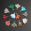 Assorted Mixed Fall Stone Quartz Crystal Carved Maple Leaves Foliage Pendant Charm Event Decoration Wedding Flowers Party Favor Random Color