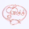 Conjuntos de joyería africana para mujer, moda de oro rosa, boda nupcial, elegante, romántico, collar de boda, pendiente, brazalete, anillo, conjuntos de joyería