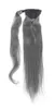 Silver Grå Human Hår Ponny Tail Hairpiece Wrap Around Dye Free Natural Hightlight Salt och Pepper Grå Hår Ponytail