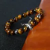 Wholesale 10pcs/lot 8mm A Grade Yellow Tiger Eye Stone Beads With Alloy Bull Bracelet Men&Women Matador Charm Bracelets