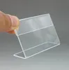 Advertising Display T1.2mm Clear Acrylic Plastic Sign Paper Label Card Price Tag Holder L Shaped Stand Horizontal On Table 50pcs Various Smaller Size