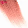 Rosguldfärg rak 4x4 spetsstängning brasiliansk ombre 100% jungfrulig mänsklig hårstängning med baby hår honung blond ombre spetsstängning