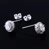 Nouvelle arrivée Meilleurs amis 18k Boucles d'oreilles plaquées en or blanche Grandes boucles d'oreilles en diamant pour femmes boucles d'oreilles en zircon blanc