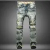 Big Size European Style Men Jeans trous Frazzle Jeans masculin d￩contract￩ denim pantalon long taille bleu clair 28-42