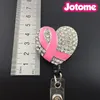 Rhinestone Rosa / Lila / Vit / Orange / Autism Ribbon Heart Retractable Badge Reel / ID Badge Holder / Brosch / Hängsmycke