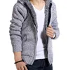 Wholesale- Jacket Men 2016 Thick Velvet Cotton Hooded Fur Jacket Mens Winter Padded Knitted all-match Casual Sweater Cardigan Coat Spring