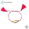 Braccialetti con ciondoli All'ingrosso-KANAK 8 Colori Scelte Bracciale con perline di semi Moda Donna Vera conchiglia da spiaggia con nappa Gioielli BOHO fai da te1