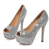 Spedizione gratuita Lady Gorgeous Nightclub Scarpe da sera Tacchi altissimi Sandali peep toe Scarpe eleganti da donna Scarpe da sposa da sposa in oro