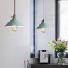 Willlustr éclairage suspendu en métal moderne lampe pendentif fer parapluie couleur de Macarons ampoule Vintage Dining hôtel café Chambre suspension Light Bar