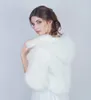 Cheap Warm Fur Wedding Shawls With Hooded Bridal Bolero Custom Made Wedding Wraps Shrugs For Dress Short Sleeves Cape