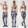 Seksowne kobiety Sporty Joga Garnitur Slim Wysokiej Elastyczne Kombinezon Jogging Sportwear Siłownia 3D Print Oddychająca Ciasna Europa Uruchamianie Zestawy szkoleniowe