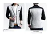 Costumes pour hommes Blazers Vente en gros - Slim Fit Casual Veste Coton Hommes Blazer Bouton Unique Gris Costume Pour Hommes 2021 Automne Patchwork Manteau Mâle Suite