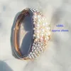 Projeto Top Quality Rhinestone Faux Pearl Wedding Bracelets Rose Gold Banhado Metal Cuff Bracelete Para As Mulheres Bride Bangle Jewelry