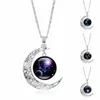 Brand Explosive 12 constellations gemstone necklace silver moon pendant necklaces N565 (with chain) mix order 20 pieces a lot