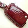 Stickers CarLeather Key Case Bag Fob Cover For Volkswagen VW Golf 7 MK7 GTI Skoda Octavia A7 A 7 2014 2015 2016 SEAT Leon Ibiza key chain