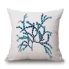 blue mediterranean style decoration sea coral cushion cover marine chair sofa throw pillow case cotton linen chaise almofada