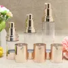 Pale Gold Empty Cosmetic Container Airless Pump Plastic Bottles Makeup Tools Lotion Refillable Bottle 15ml 30ml 50ml F2017868