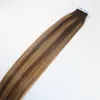 Skin Weft Tape In Human Hair Extensions PU Tape Hair 40pcs set 14 - 24 inches Balayage Ombre Hair Color Highlight Hairstyle