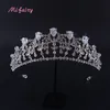 Vintage barroco nupcial tiaras acessórios prata branco princesa headwear impressionantes diamantes brancos tiaras de casamento e coroas 14.2 * 5.2 cm h17