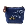 女性の女の子のレトロなキャンバスコイン財布カット小さな三角形キャンバスチェンジカードバッグファッション財布